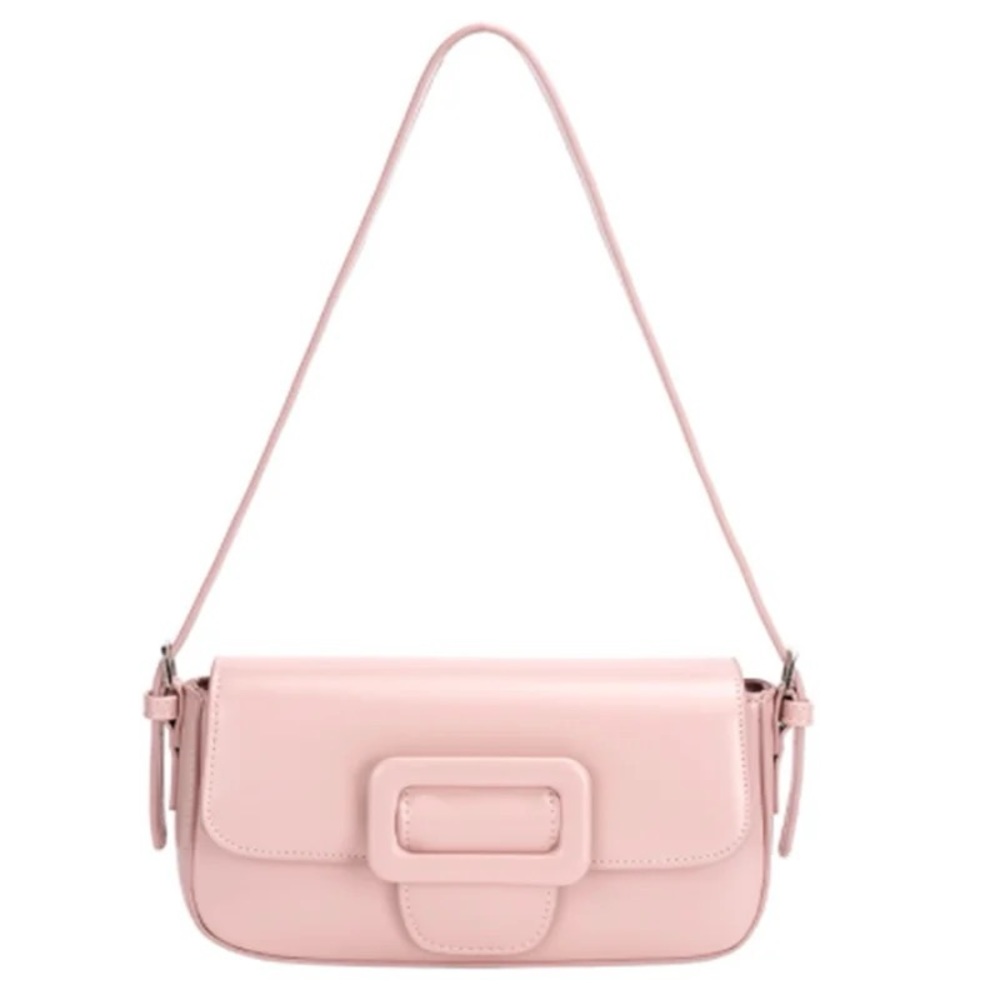 Faux Leather Buckle Detail Shoulder Bag-Light Ink- Brand New